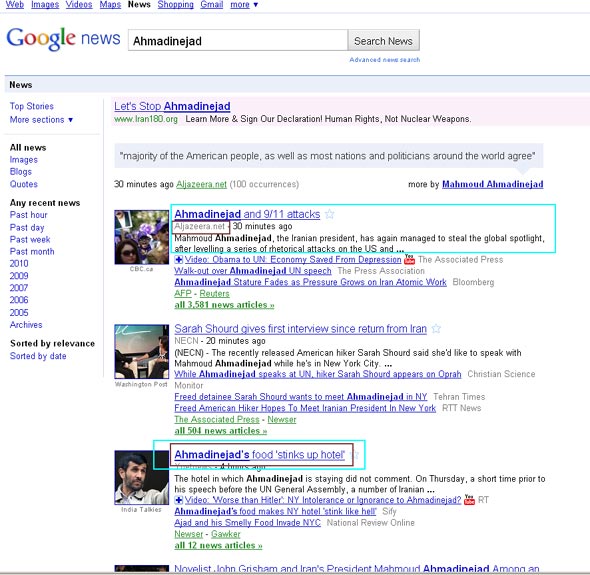 Ahmadinejad-Google